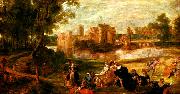 Peter Paul Rubens park utanfor ett slott Sweden oil painting artist